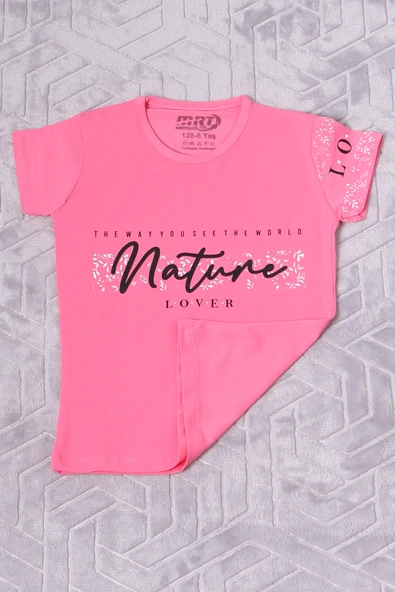 KIZ ÇOCUK TSHİRT NATURE BASKILI BİSİKLET YAKA E12 - Resim 8