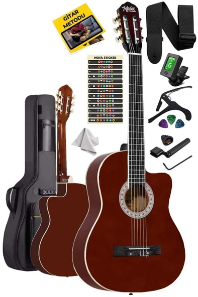 Midex MGX-100BRW-BAG Üst Seviye Klasik Gitar 4/4 Sap Ayarlı (Tuner Çanta Askı Capo Metod Pena) ürün görseli 1