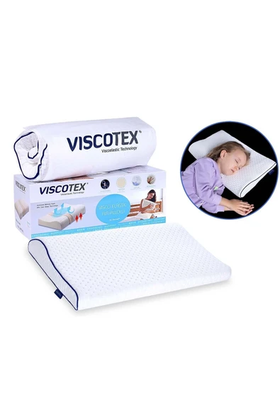 Visco Boyun Destekli Ortopedik Bebek Yastığı 50x30x6/4 Cm, Beyaz ürün görseli 1