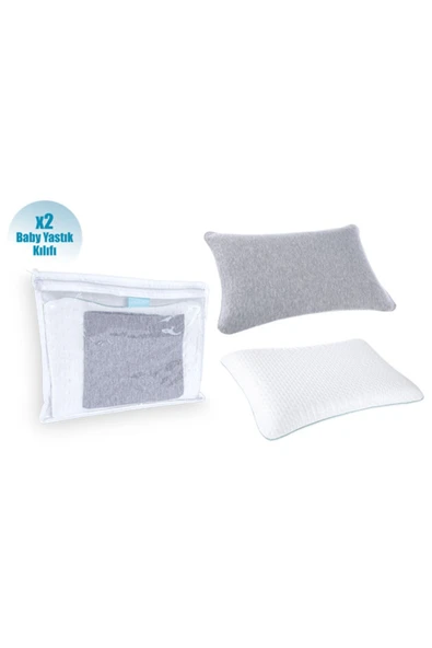 Bebek Yastığı Kılıfı 50x32x6cm Beyaz/gri ürün görseli 1
