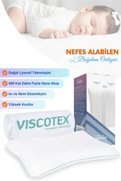 Visco Cairfull Boğulma Önleyici Bebek Yastığı, 50x32x6cm, Beyaz ürün görseli 1
