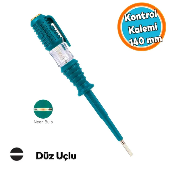 Kontrol Kalemi 140 mm Elektrik Priz Faz Voltaj Kontrol Tornavidası Düz Uçlu THT291408 ürün görseli 1
