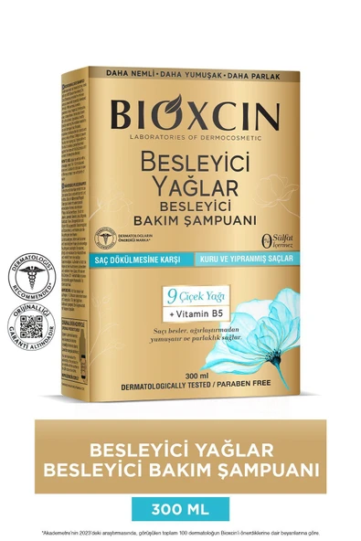 Bioxcin Besleyici Yağlar Bakım Şampuanı 300 ML - Sülfatsız, Kuru ve Yıpranmış Saçlar Saç Dökülme Karşıtı ürün görseli 1