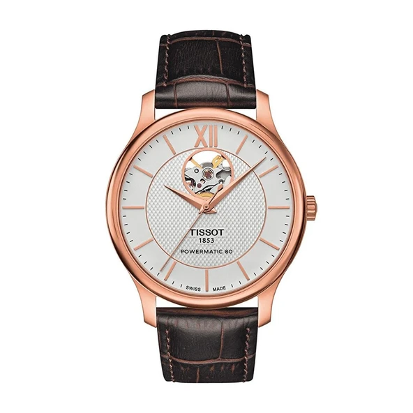 Tissot Tradition Powermatic 80 Open Heart T0639073603800 Erkek Kol Saati T063.907.36.038.00 ürün görseli 1