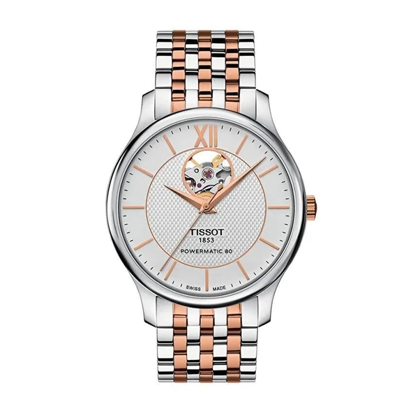 Tissot Tradition Powermatic 80 Open Heart T0639072203801 Erkek Kol Saati T063.907.22.038.01 ürün görseli 1