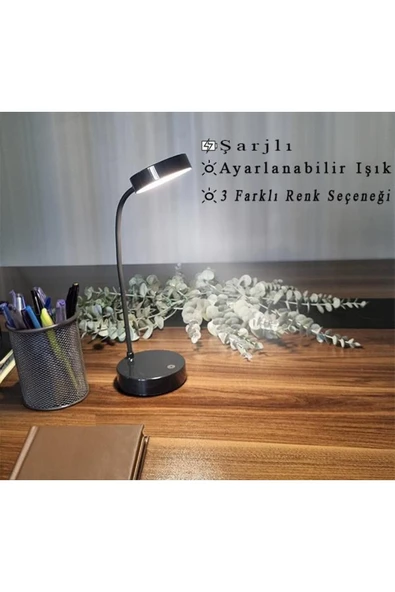 Cata CT-8440 Berlin Dokunmatik Şarjlı Masa Lambası Dimlenebilir Işık Siyah Renk ürün görseli 1