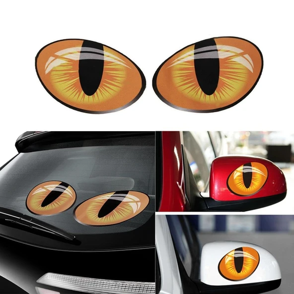 Oto Sticker Kedi Gözü 3D Arma Araba Logo Sağ - Sol 2 Adet (425370157) ürün görseli 1