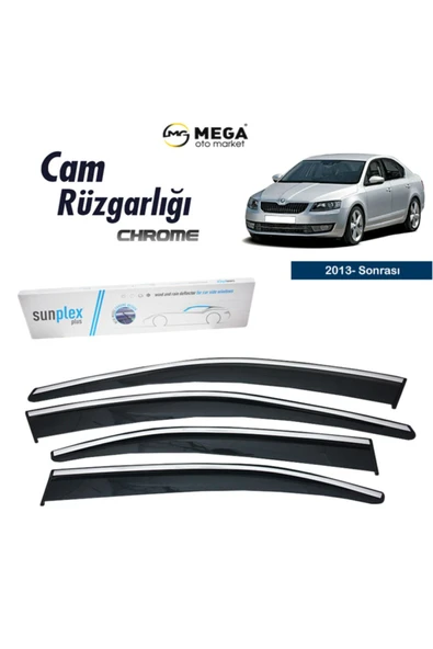 Mega Oto Market Sunpleks Krom Cam Rüzgarlığı Skoda Octavia 2013- Sonrası ile uyumlu ürün görseli 1