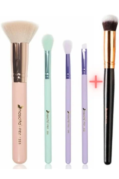 Temel Makyaj Fırça Seti NASBRUSHSET 77 + Nascita Oval Yapılı Kapatıcı Fırçası NASBRUSH 136 ürün görseli 1
