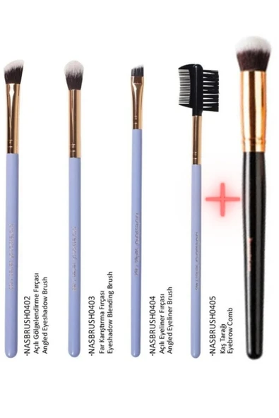 4' Lü Göz Ve Kaş Makyajı Fırça Seti NASBRUSHSET92R + Oval Yapılı Kapatıcı Fırçası NASBRUSH 136 ürün görseli 1