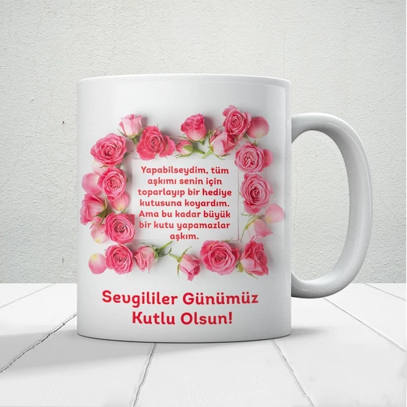 Sevgililer Günümüz Kutlu Olsun Baskılı Kupa Bardak Mod16 ürün görseli 1