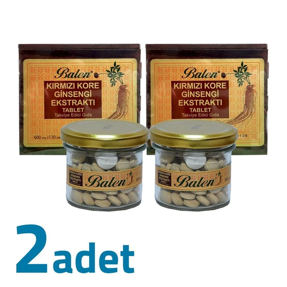 Balen Kırmızı Kore Ginsengi Ekstraktı Tahta Kutulu 600mg X 120 Tablet X 2 Kutu ürün görseli 1