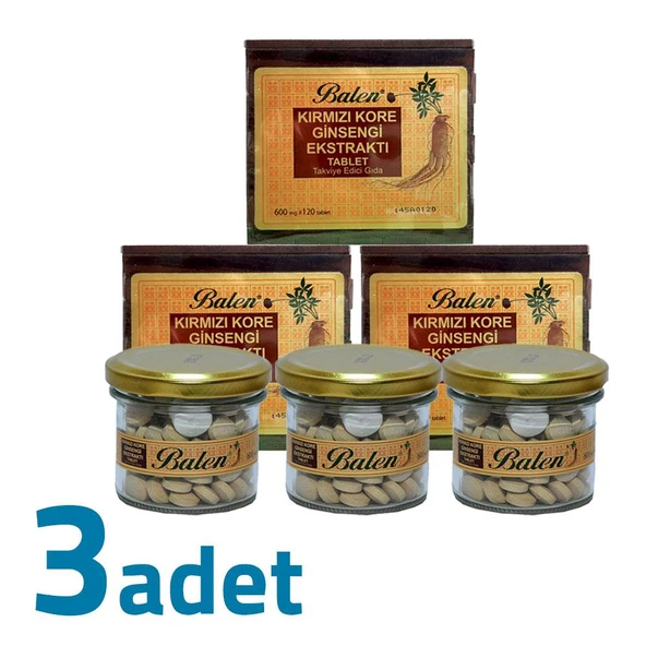 Balen Kırmızı Kore Ginsengi Ekstraktı Tahta Kutulu 600mg X 120 Tablet X 3 Kutu ürün görseli 1