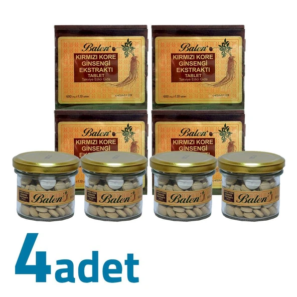 Balen Kırmızı Kore Ginsengi Ekstraktı Tahta Kutulu 600mg X 120 Tablet X 4 Kutu ürün görseli 1