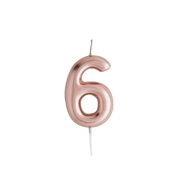 6 Yaş Rose Gold Rakam Mum ürün görseli 1
