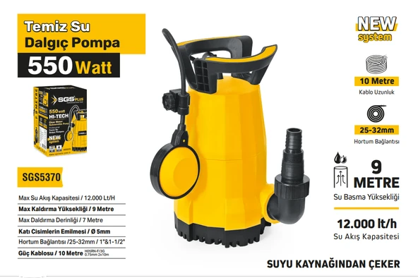 SGS TEMİZ SU DALGIÇ POMPASI 550 WATT - Resim 3