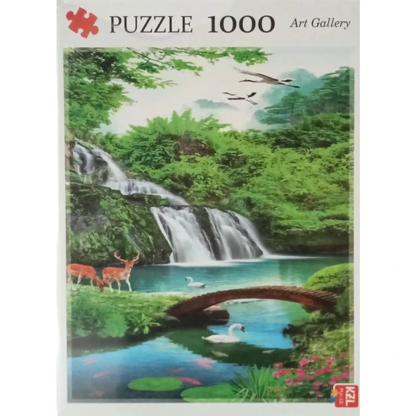 AKILLIELMA-KZL PUZZLE GEYİKLER VE ŞELALE 1000 PARÇA PUZZLE PAZIL 68X48 CM ürün görseli 1