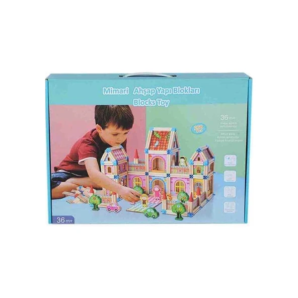 AKILLIELMA-KIZILKAYA AHŞAP 268 PARÇA MİMARI YAPI BLOKLARI KZL2102103 ürün görseli 1