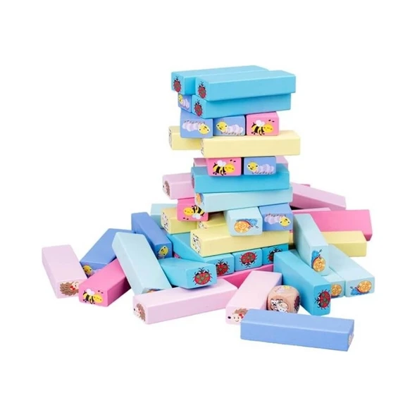 AKILLIELMA-KIZILKAYA AHŞAP RENKLİ 51 PARÇA JENGA KZL-2102100 ürün görseli 1