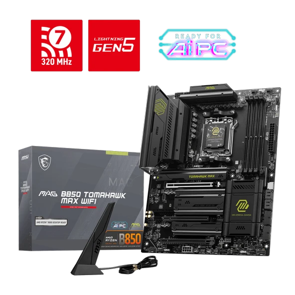 MSI MAG B850 TOMAHAWK MAX WIFI AM5 DDR5 8400MHZ(OC) HDMI 4x M.2 USB 10Gbs 5G LAN WI-FI 7 ATX ürün görseli 1
