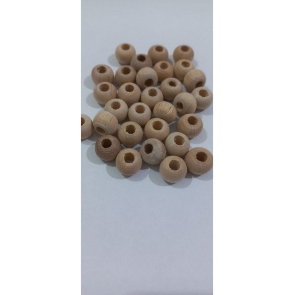 Ahşap Sade Makrome Boncuk 50gr 10mm - Resim 2