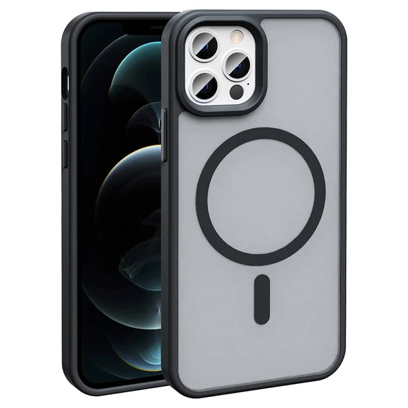 Apple iPhone 12 Pro Max Kılıf M-safe Şarj Özellikli Mat Arka Yüzey Zore Sio Kapak ürün görseli 1