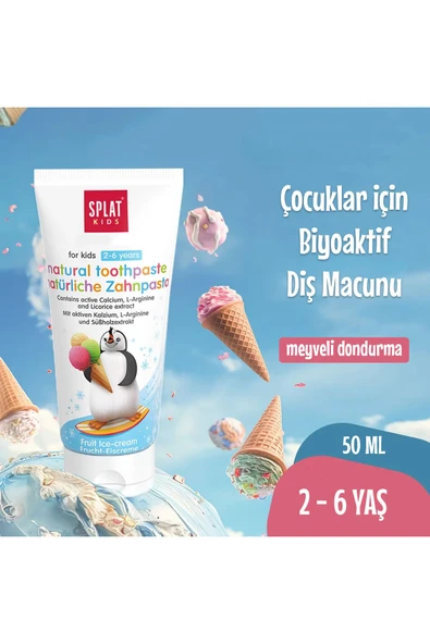 Splat Meyveli Dondurma Tadında 2-6 Yaş Çocuk Diş Macunu 50 ml ürün görseli 1