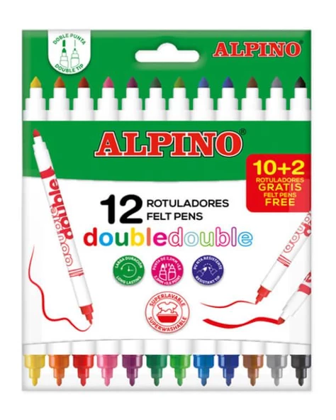 Alpino Double Keçeli Kalem Çift Taraflı 12 Renk ürün görseli 1