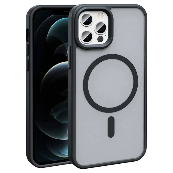 iPhone 12 Pro Kılıf Magsafe Şarj Özellikli Mat Arka Yüzey Sio Kapak ürün görseli 1