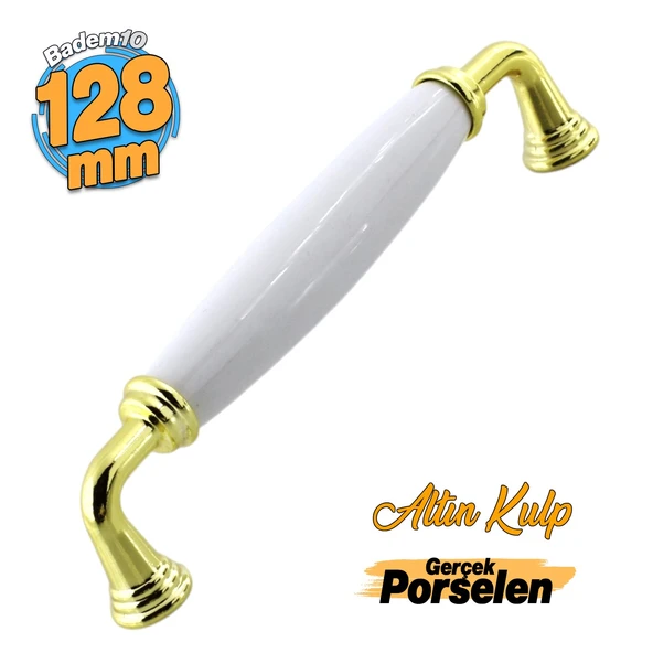 Kapıdağı Porselen Metal Kulp 128 mm Mobilya Çekmece Mutfak Dolabı Dolap Kapak Kulpları Kulb Kulpu ürün görseli 1
