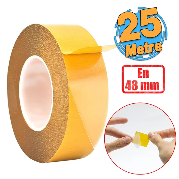 Çift Taraflı Filmik Film Şeffaf Bant Şerit Montaj Bandı 48 mm x 25 Metre Çok Amaçlı Güçlü 1 Adet ürün görseli 1