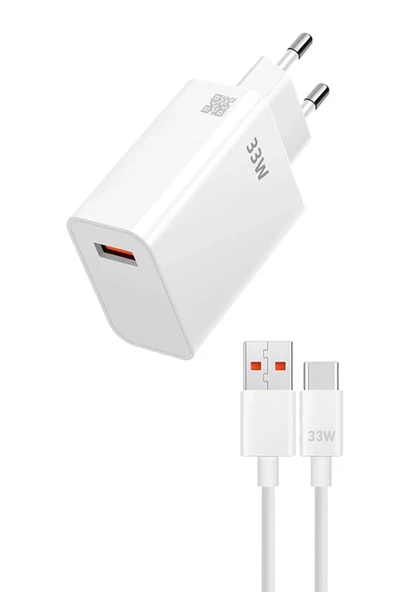 giyitec Redmi Note 11 Note 11S 5G Uyumlu 33W Süper Hızlı Şarj Aleti Seti Şarj Adaptörü + Usb to Type-c Kablo ürün görseli 1