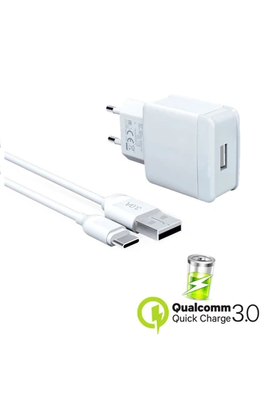 giyitec Samsung Galaxy XCover 5 6 Pro Uyumlu 18W Hızlı Şarj Aleti Qualcomm Quick Charger 3.4A USB To Type-C ürün görseli 1
