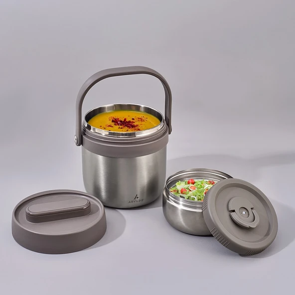 Aryıldız Bento Lunch Box Yemek Termosu Yuvarlak Steel 1400 Ml Ar262283 ürün görseli 1
