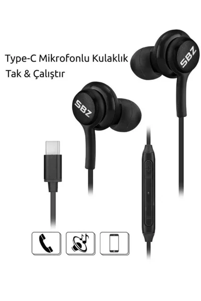 giyitec Galaxy A23 A24 A33 A34 M22 M23 M31s M32 M33 M34 Uyumlu Silikonlu Type-c Kablolu Kulaklık ürün görseli 1