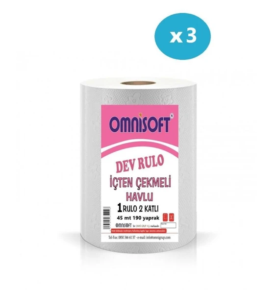 Omnisoft Dev Rulo Kağıt Havlu 3'lü Paket ürün görseli 1