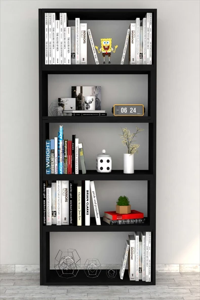 Moonlife Office Dekoratif Kitaplık Siyah - Resim 3