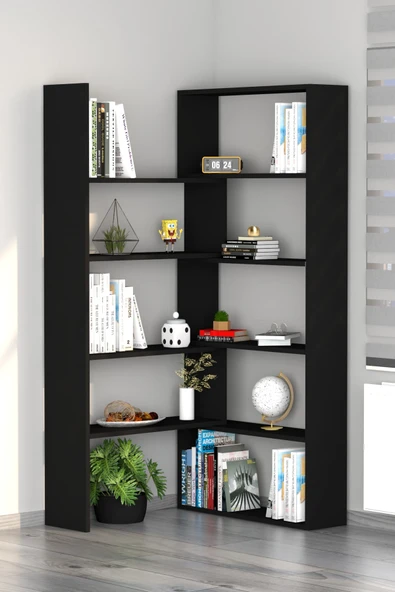Moonlife Office Dekoratif Kitaplık Siyah - Resim 2