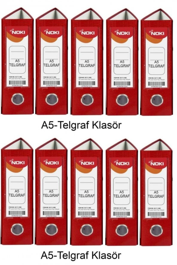 Telgraf Klasör Kırmızı Geniş A5 Plastik 10 Adet ürün görseli 1