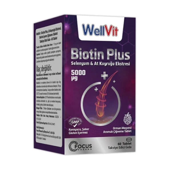 WellVit Biotin Plus 60 Tablet ürün görseli 1