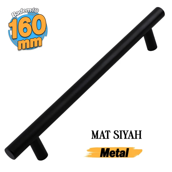 Çubuk Mobilya Mutfak Dolap Dolabı Çekmece Kulpu Kulbu -Mat Siyah Metal (160 MM-16.0 CM) Kulpları ürün görseli 1