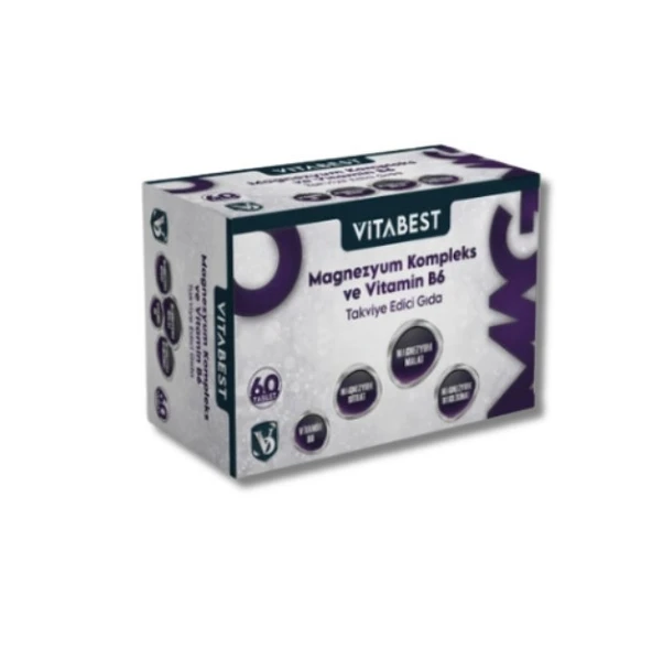 Vitabest Magnezyum Kompleks ve Vitamin B6 60 Tablet ürün görseli 1