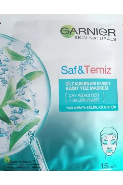 Garnier Vegan Saf&Temiz Cilt Kusurlarına Karşı Kağıt Yüz Maskesi ürün görseli 1