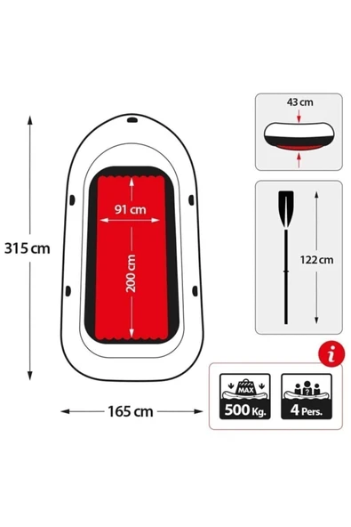 Intex Excursion 4 Şişme Bot Set 315x165x43 cm IB68324 - Resim 5