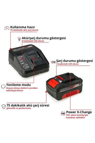 Einhell 18V 4,0 Ah PXC Starter Kit, Akü & Şarj Cihazı - Resim 3