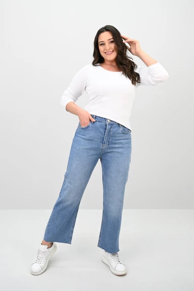 Kadın Büyük Beden Yüksek Bel Mom Jean 4418-25 DPL-968 ürün görseli 1