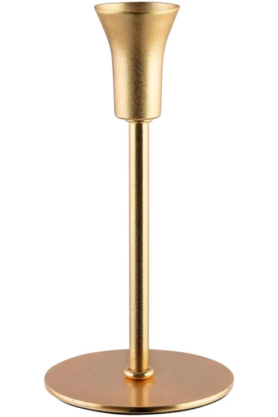 Tiffany Dekoratif Mumluk Şamdan Aydınlatma Altın Renk (24cmX9cm) ürün görseli 1