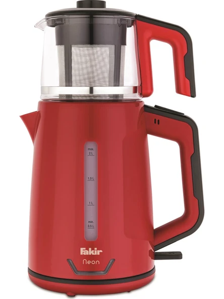 Fakir Neon Siyah Kırmızı 1800 W Cam Demlikli Çay Makinesi ürün görseli 1