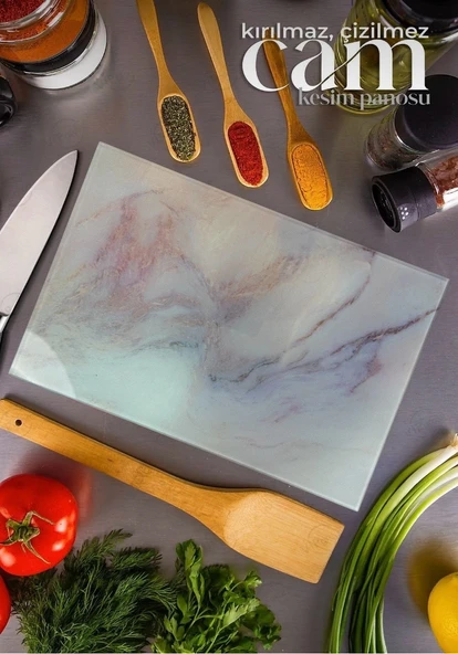 Cam Kesme Tahtası 20X30 Cam Kesme Tablası Kahve Sunumluk Supreme Mermer Görünümlü ürün görseli 1