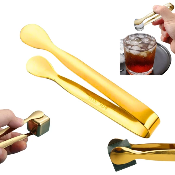 Perlotus 304 Çelik Mini Gold 11 cm Buz ve Şeker Maşası ürün görseli 1